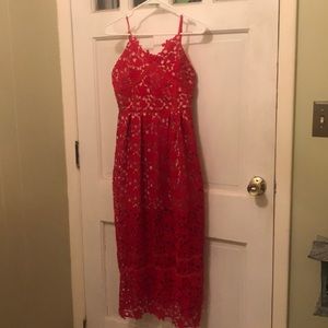 Red lace dress